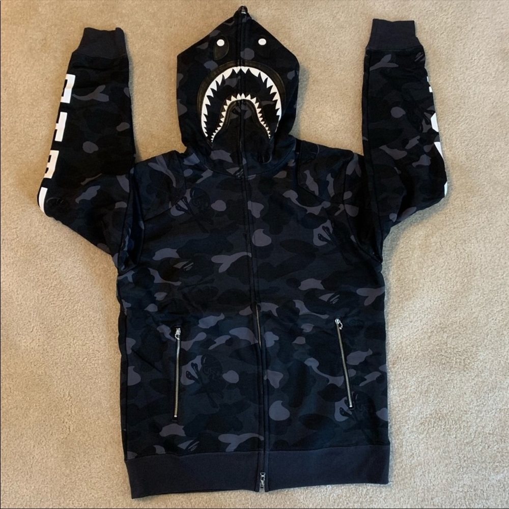 Bape X Neighborhood Black Shark Hoodie Size Medium